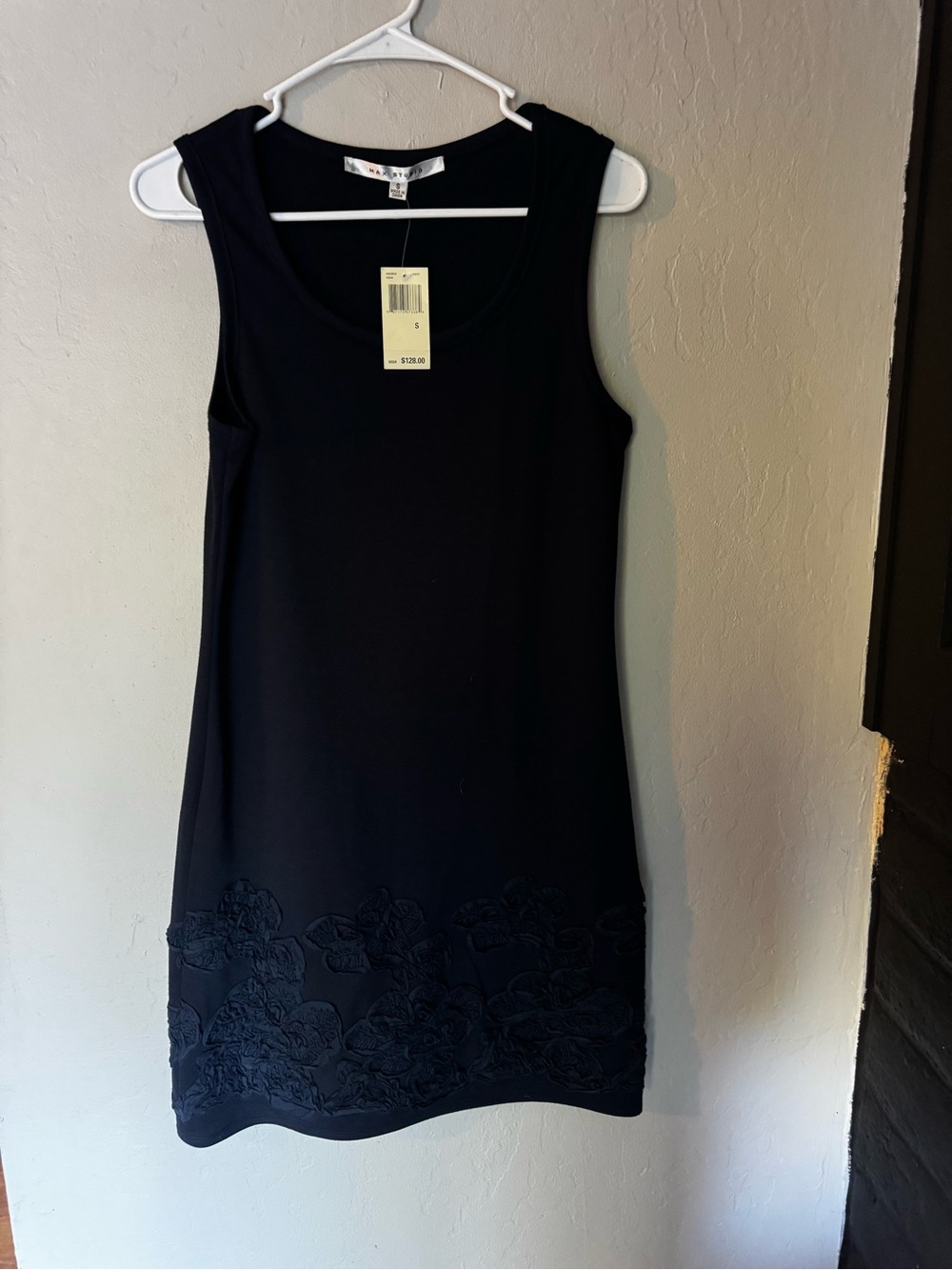 Max Studio Black Sleeveless Mini with Floral Embroidery